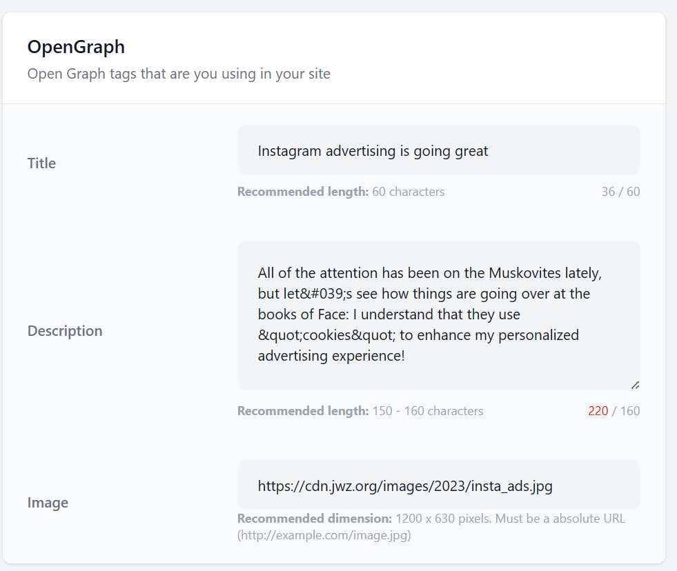 screenshot of opengraph.dev correctly reading the og meta tags after they were corrected